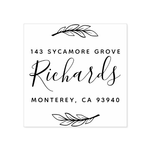 Moderne, stilvolle Rücksendeadresse mit Familienna Gummistempel (Prägung)