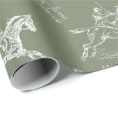 Moderne, stilvolle Sage Green Horseback Reittoile Geschenkpapier (Rolleneckpunkt)