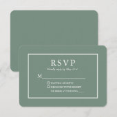 Moderne, stilvolle Sage Green Wedding RSVP Karte (Vorne/Hinten)