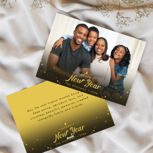 Moderne stilvolle Schrift Happy New Year Foto  Feiertagskarte