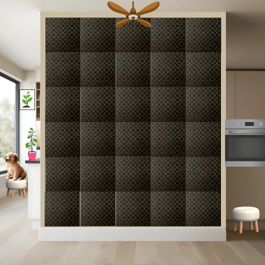 Moderne, stilvolle Schwarz-Gold Geometric Tile Fliese