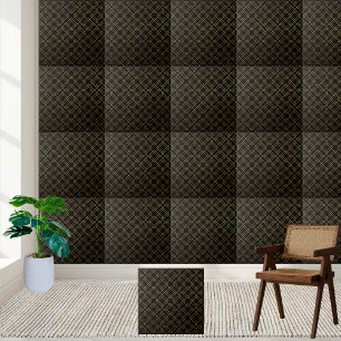 Moderne, stilvolle Schwarz-Gold Geometric Tile Fliese
