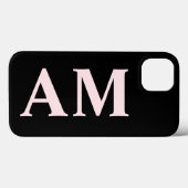 Moderne, stilvolle Schwarz-Pink-Schwarz-Monogramm- Case-Mate iPhone Hülle (Rückseite (Horizontal))