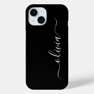 Moderne, stilvolle Schwarz-Weiß-Monogramm Case-Mate iPhone Hülle
