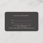 Moderne, stilvolle, schwarze, goldene Verabredung Terminkarte (Rückseite)