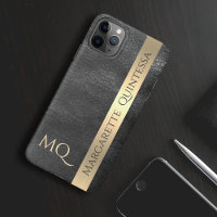Moderne stilvolle schwarze Leder-Goldfolie mit Mon