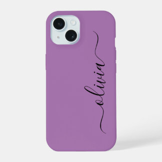 Moderne stilvolle schwarze und violette Monogramm iPhone 15 Hülle