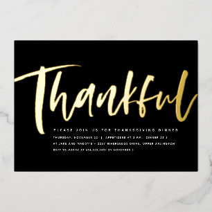 Moderne stilvolle schwarze und weiße Thanksgiving- Folieneinladung