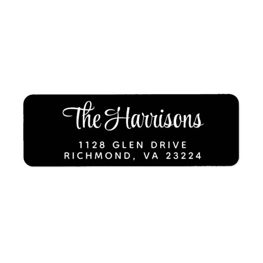 Moderne, stilvolle Script Black Rücksendeadresse (Vorne)
