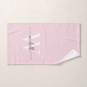 Moderne, stilvolle Script Blush Pink Monogram Name Handtuch (Handtuch)