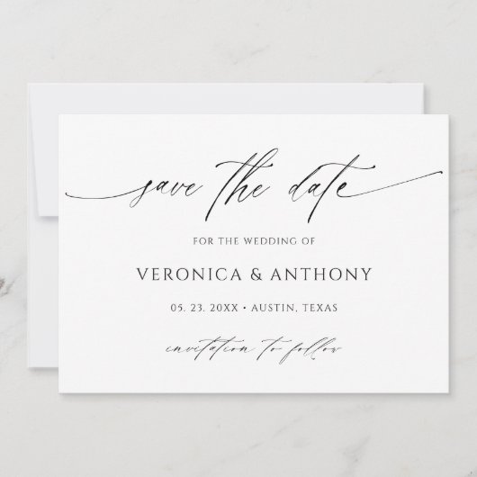 Moderne, stilvolle Script-Foto-Save the Date-Karte Save The Date (Vorderseite)
