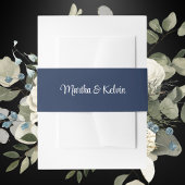 Moderne, stilvolle Script Navy Blue & White Weddin Einladungsbanderole