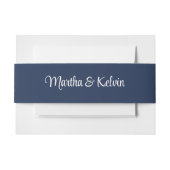 Moderne, stilvolle Script Navy Blue & White Weddin Einladungsbanderole (Vorderseite Beispiel)