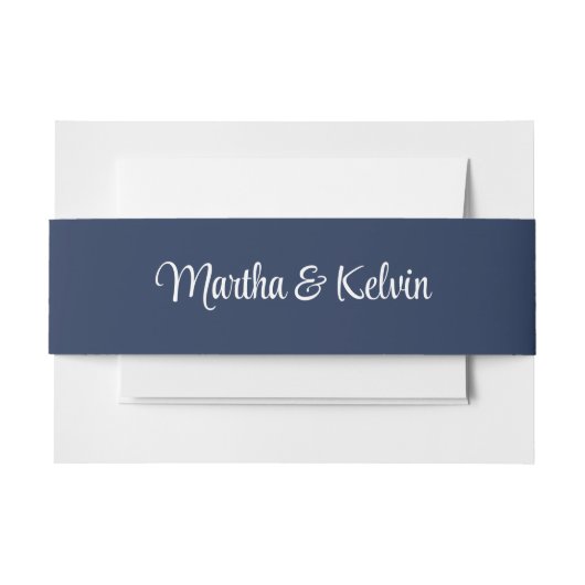 Moderne, stilvolle Script Navy Blue & White Weddin Einladungsbanderole (Vorderseite Beispiel)