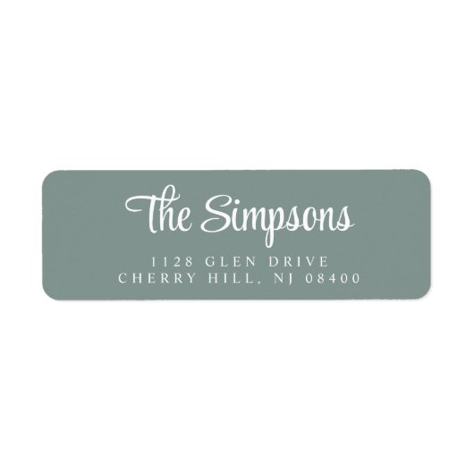 Moderne, stilvolle Script Sage Green Rücksendeadre (Vorne)