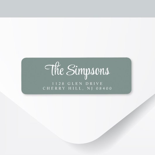 Moderne, stilvolle Script Sage Green Rücksendeadre