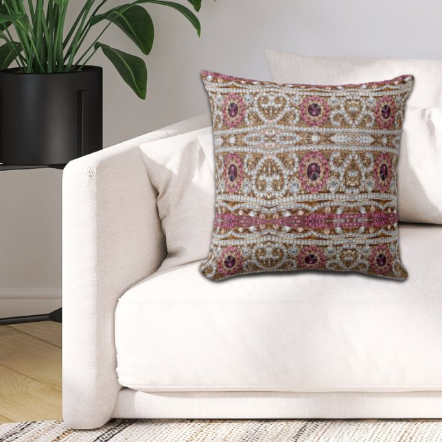 Moderne Stilvolle silberne goldbordeauxfarbene böh Kissen (modern stylish silver gold burgundy pink bohemian throw pillow)