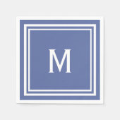 Moderne, stilvolle Slate Blue Monogram Serviette (Vorderseite)