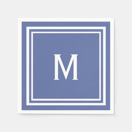 Moderne, stilvolle Slate Blue Monogram Serviette (Vorderseite)