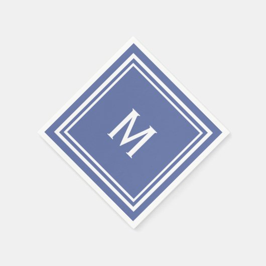 Moderne, stilvolle Slate Blue Monogram Serviette (Ecke)