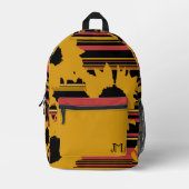 Moderne, stilvolle Sonnenblume Gold Black Orange Bedruckter Rucksack (Vorderseite)