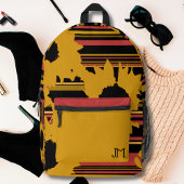 Moderne, stilvolle Sonnenblume Gold Black Orange Bedruckter Rucksack