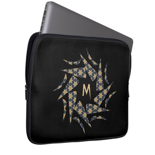 Moderne, stilvolle Star Pattern Monogram personali Laptopschutzhülle (Vorne Rechts)