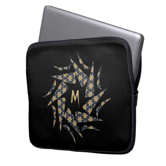 Moderne, stilvolle Star Pattern Monogram personali Laptopschutzhülle (Vorderseite Links)