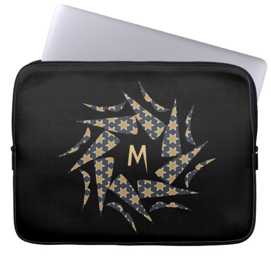 Moderne, stilvolle Star Pattern Monogram personali Laptopschutzhülle (Vorderseite)