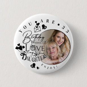 Moderne stilvolle Tochter-Geburtstags-Typografie-F Button