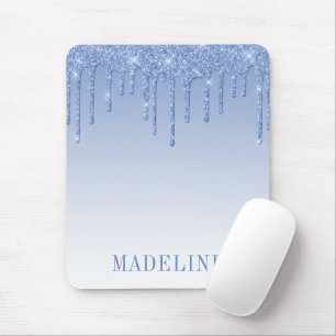Moderne stilvolle trendige staubblaue Glitter-Drip Mousepad