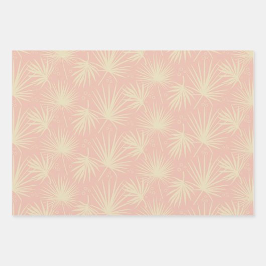 Moderne, stilvolle Tropical Palm Leaf Gray Blue Ro Geschenkpapier Set (Vorderseite 3)