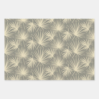 Moderne, stilvolle Tropical Palm Leaf Gray Blue Ro Geschenkpapier Set