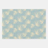 Moderne, stilvolle Tropical Palm Leaf Gray Blue Ro Geschenkpapier Set (Vorderseite 2)