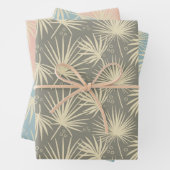 Moderne, stilvolle Tropical Palm Leaf Gray Blue Ro Geschenkpapier Set (Beispiel)