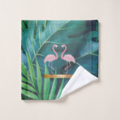 Moderne, stilvolle, tropische Blätter aus Palm, ro Badhandtuch Set (Waschlappen)