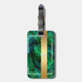 Moderne, stilvolle, tropische Blätter aus Palm, ro Gepäckanhänger (Rückseite vertikal)
