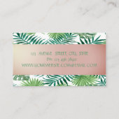Moderne stilvolle, tropische Blätter aus Palm, ros Visitenkarte (Rückseite)