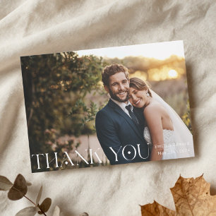 Moderne stilvolle Typografie Foto-Hochzeit Dankeskarte