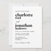 Moderne, stilvolle Typografie QR Code Foto Wedding Einladung (Vorderseite)