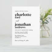 Moderne, stilvolle Typografie QR Code Foto Wedding Einladung (Stehend Vorderseite)