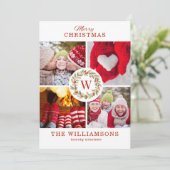 Moderne stilvolle Weihnachtsfamilienfoto Collage Feiertagskarte (Stehend Vorderseite)