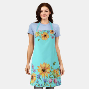 Moderne stilvolle Wildblume Sonnenblumen Kochen Sc Schürze