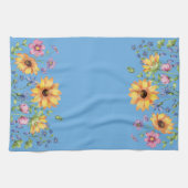 Moderne, stilvolle Wildblumen mit blauem Hintergru Geschirrtuch (Horizontal)