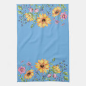 Moderne, stilvolle Wildblumen mit blauem Hintergru Geschirrtuch (Vertikal)