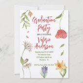 Moderne Stilvolle wilde Blume Abschluss Einladung (Vorderseite)