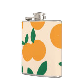 Moderne stilvolle Zitrusfrucht-Orangen-Muster Flachmann (Links)