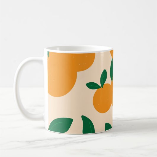 Moderne stilvolle Zitrusfrucht-Orangen-Muster Kaffeetasse (Links)