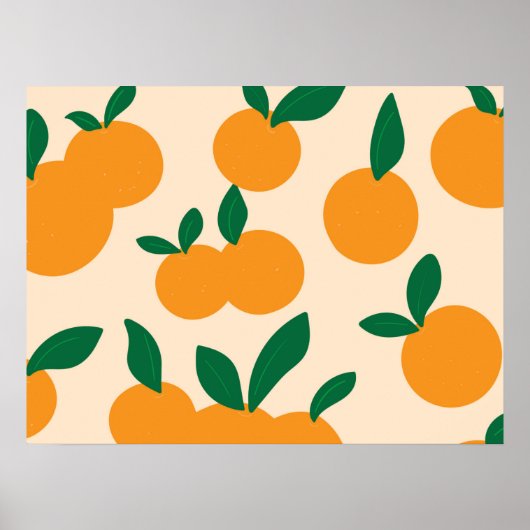Moderne stilvolle Zitrusfrüchte Orangen Muster Poster (Vorne)