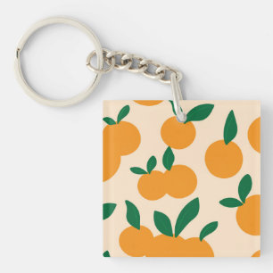 Moderne stilvolle Zitrusfrüchte Orangen Muster Schlüsselanhänger